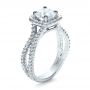 18k White Gold 18k White Gold Custom Diamond Engagement Ring - Three-Quarter View -  1407 - Thumbnail