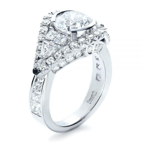 18k White Gold 18k White Gold Custom Diamond Engagement Ring - Three-Quarter View -  1414