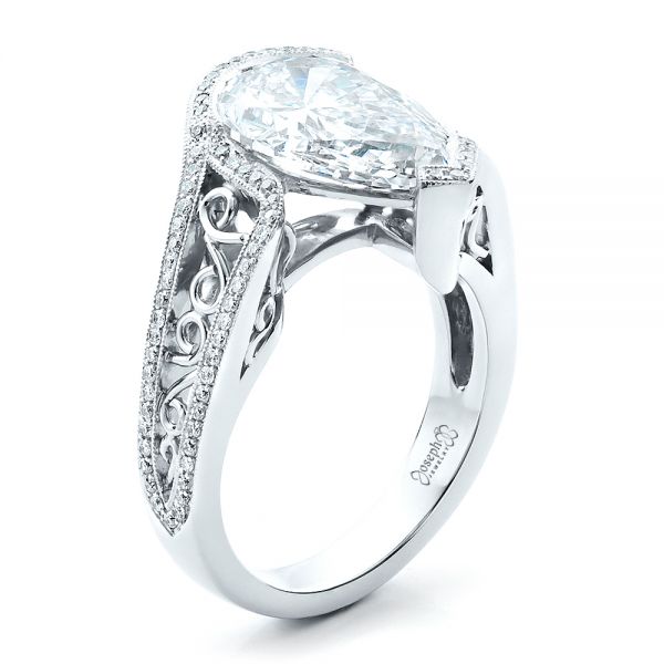  Platinum Custom Diamond Engagement Ring - Three-Quarter View -  1442