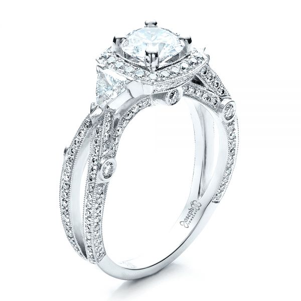  Platinum Custom Diamond Engagement Ring - Three-Quarter View -  1451