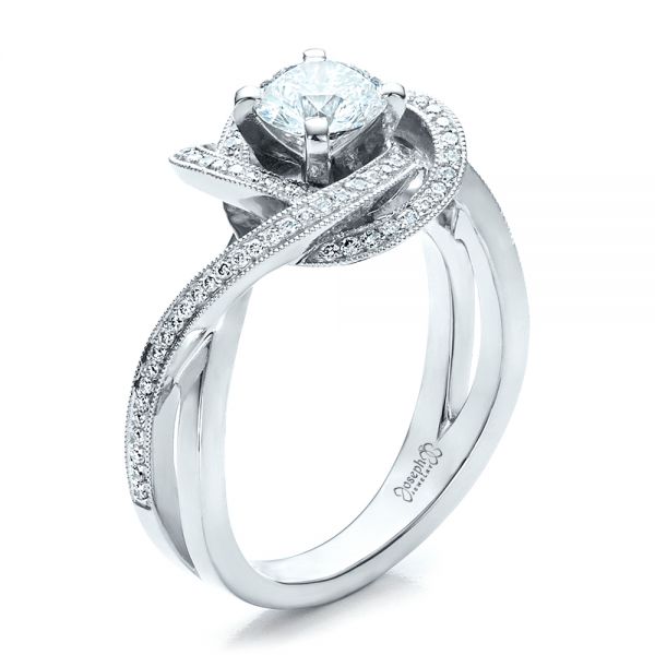  Platinum Platinum Custom Diamond Engagement Ring - Three-Quarter View -  1476