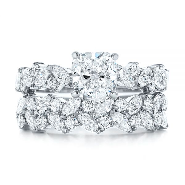 Platinum Custom Diamond Engagement Ring - Three-Quarter View - 102092