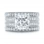 14k White Gold 14k White Gold Custom Diamond Engagement Ring - Three-Quarter View -  102042 - Thumbnail