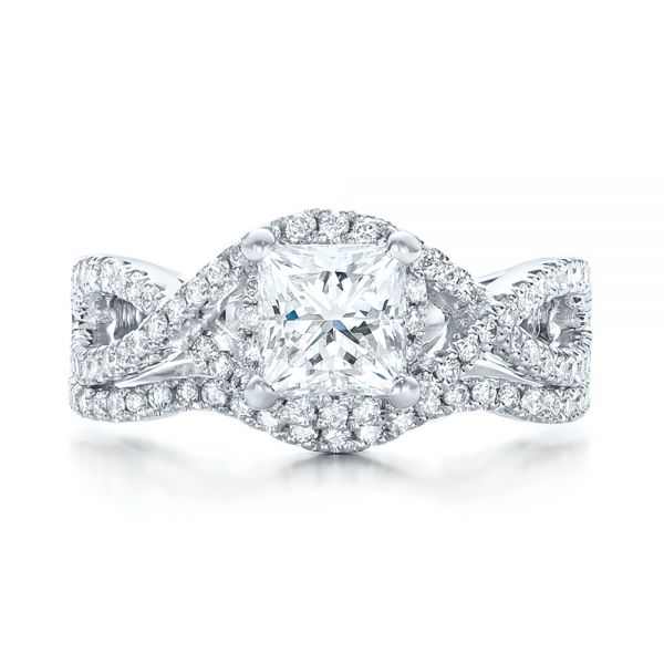  Platinum Platinum Custom Diamond Engagement Ring - Three-Quarter View -  102148