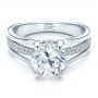 14k White Gold Custom Diamond Engagement Ring - Flat View -  100035 - Thumbnail
