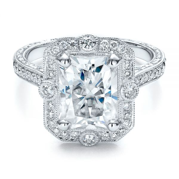  Platinum Custom Diamond Engagement Ring - Flat View -  100091