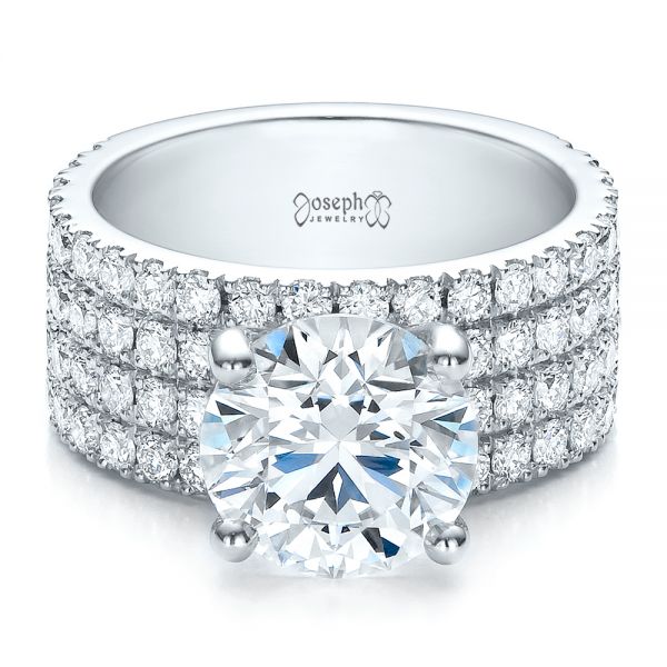 18k White Gold 18k White Gold Custom Diamond Engagement Ring - Flat View -  100102