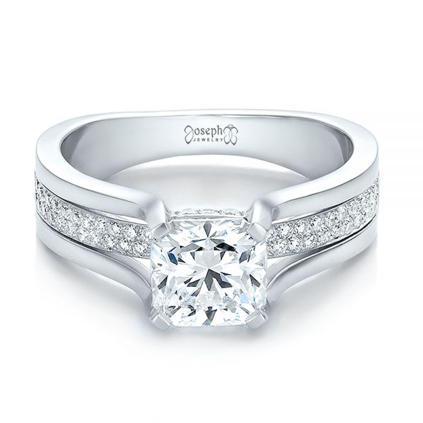 Platinum Custom Diamond Engagement Ring - Flat View - 100610
