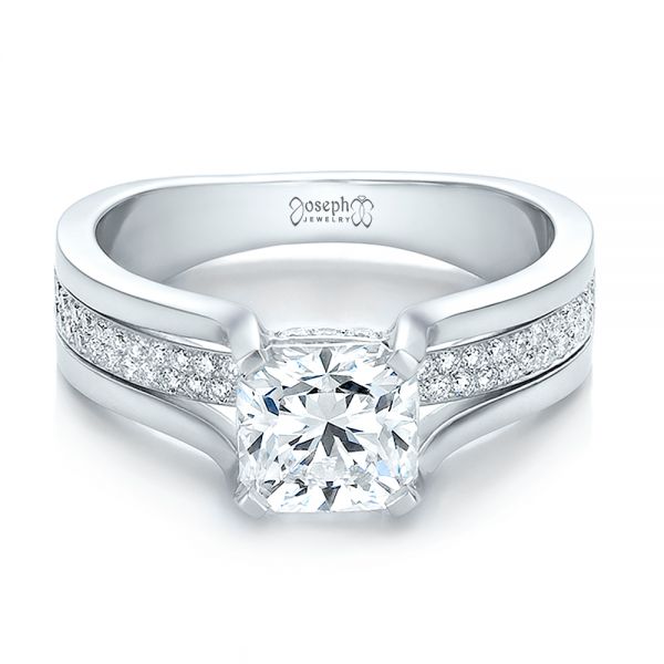  Platinum Custom Diamond Engagement Ring - Flat View -  100610