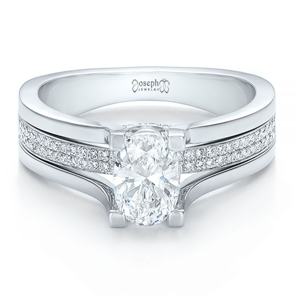 Platinum Custom Diamond Engagement Ring - Flat View - 100627
