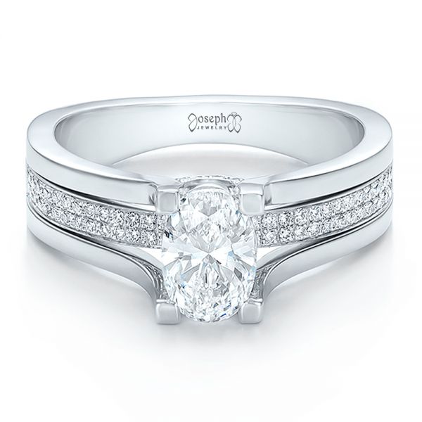  Platinum Custom Diamond Engagement Ring - Flat View -  100627