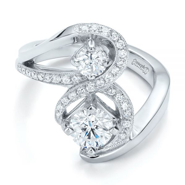 18k White Gold 18k White Gold Custom Diamond Engagement Ring - Flat View -  100782