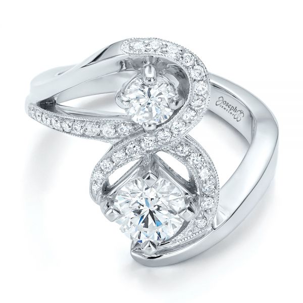 Platinum Custom Diamond Engagement Ring - Flat View - 100782