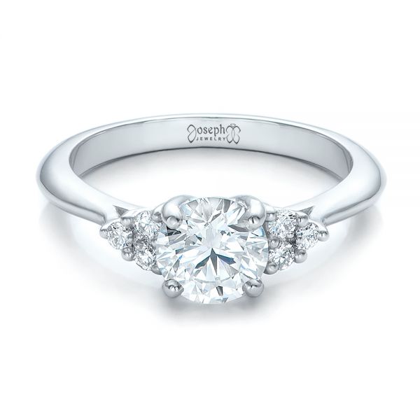 14k White Gold 14k White Gold Custom Diamond Engagement Ring - Flat View -  100810