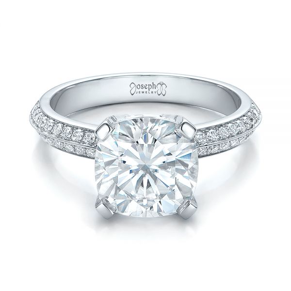 Platinum Custom Diamond Engagement Ring - Flat View - 100839