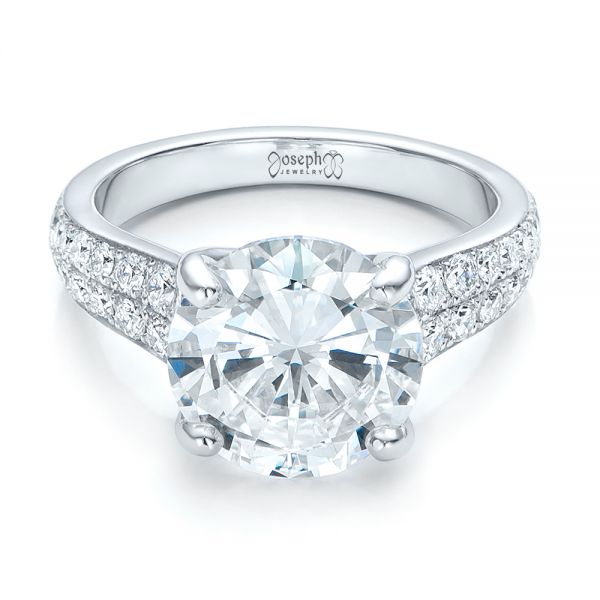14k White Gold 14k White Gold Custom Diamond Engagement Ring - Flat View -  100872