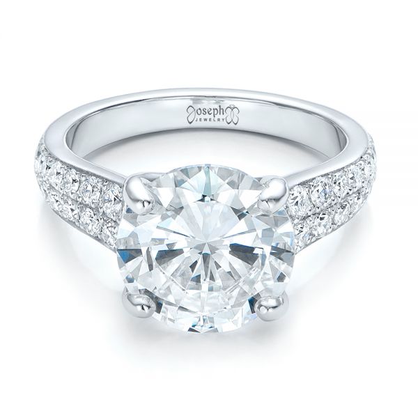 Platinum Custom Diamond Engagement Ring - Flat View - 100872