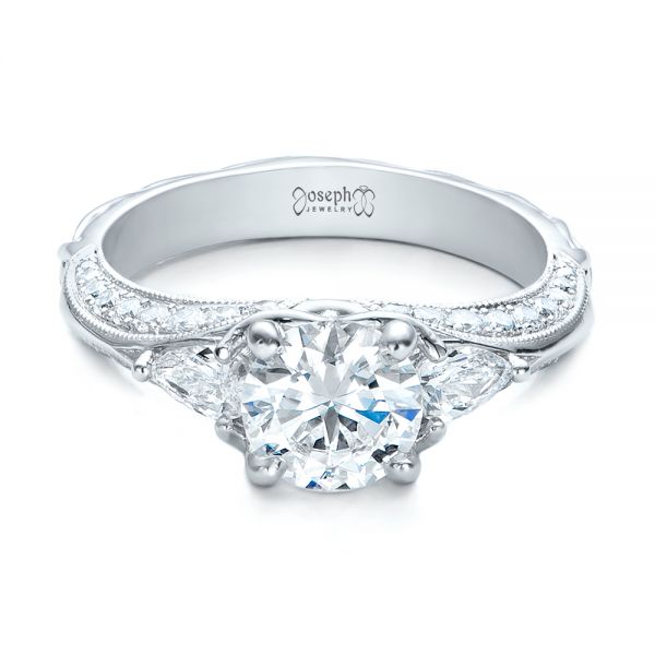 18k White Gold 18k White Gold Custom Diamond Engagement Ring - Flat View -  101229