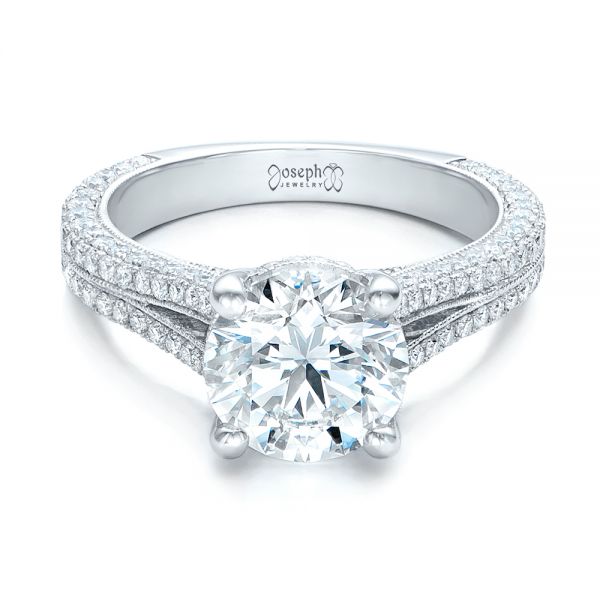 14k White Gold 14k White Gold Custom Diamond Engagement Ring - Flat View -  101994