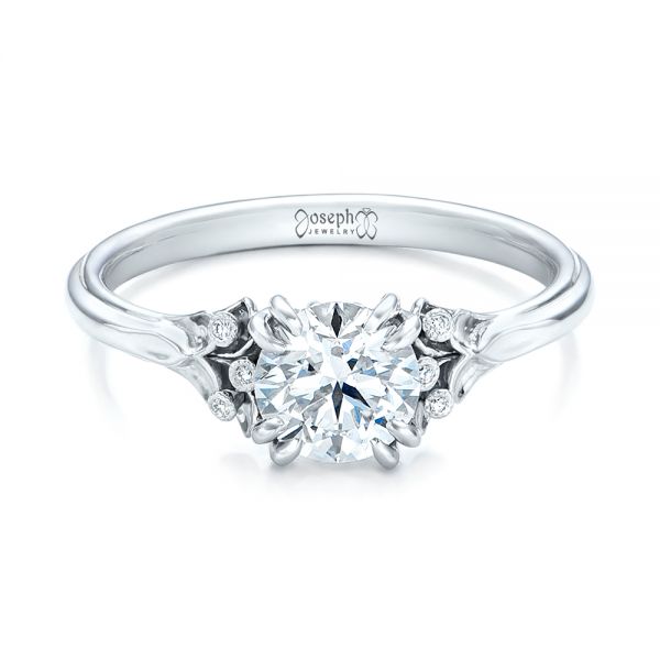 14k White Gold Custom Diamond Engagement Ring - Flat View - 102024