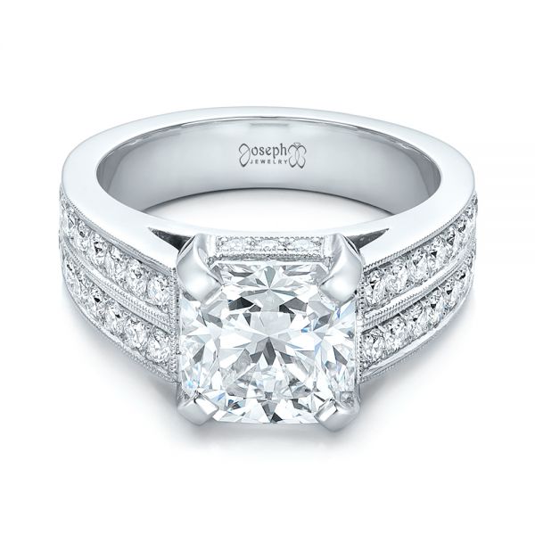 18k White Gold 18k White Gold Custom Diamond Engagement Ring - Flat View -  102042