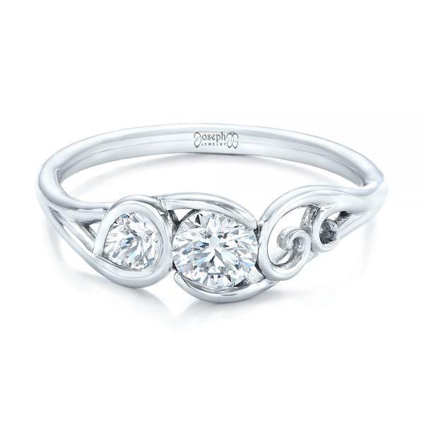 14k White Gold Custom Diamond Engagement Ring - Flat View - 102089