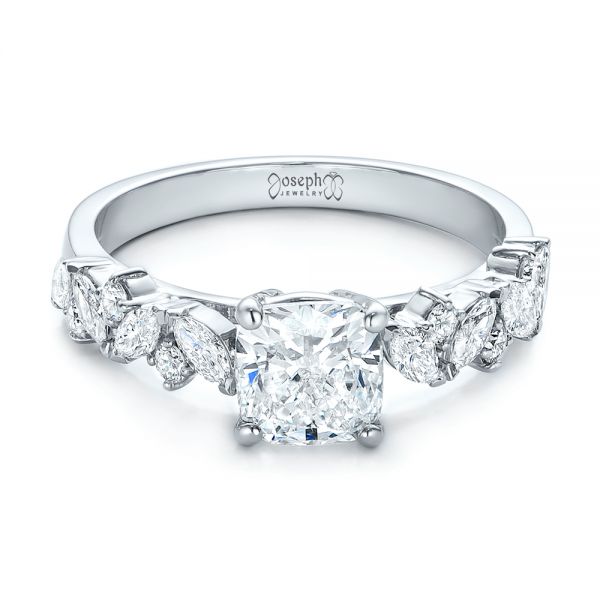 18k White Gold 18k White Gold Custom Diamond Engagement Ring - Flat View -  102092