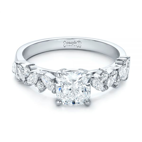 Platinum Custom Diamond Engagement Ring - Flat View - 102092