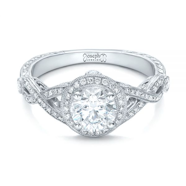 14k White Gold 14k White Gold Custom Diamond Engagement Ring - Flat View -  102138