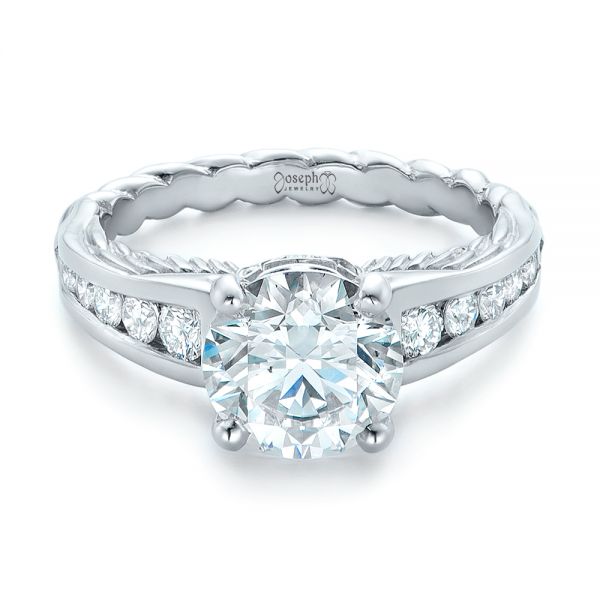  Platinum Custom Diamond Engagement Ring - Flat View -  102218