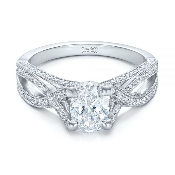 18k White Gold 18k White Gold Custom Diamond Engagement Ring - Flat View -  102239