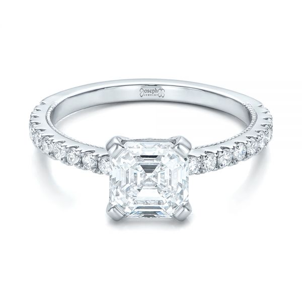 14k White Gold 14k White Gold Custom Diamond Engagement Ring - Flat View -  102289