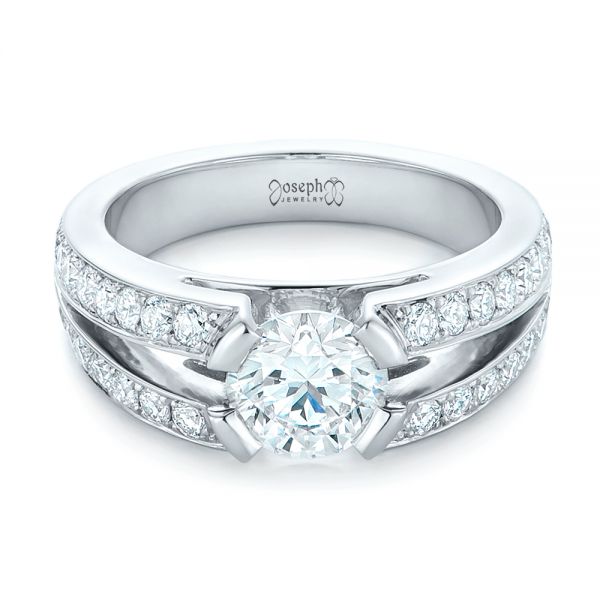 18k White Gold 18k White Gold Custom Diamond Engagement Ring - Flat View -  102307