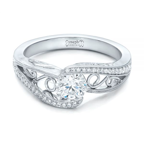 14k White Gold 14k White Gold Custom Diamond Engagement Ring - Flat View -  102315