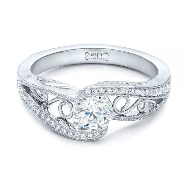 Platinum Custom Diamond Engagement Ring - Flat View - 102315