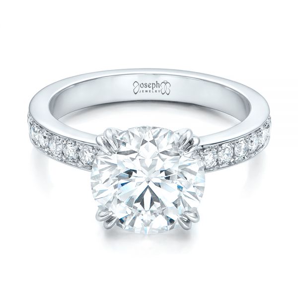 14k White Gold 14k White Gold Custom Diamond Engagement Ring - Flat View -  102339