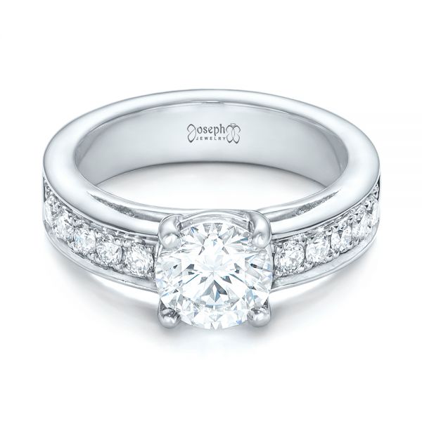  Platinum Custom Diamond Engagement Ring - Flat View -  102345