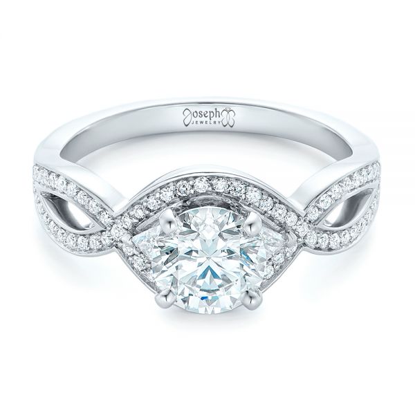 18k White Gold 18k White Gold Custom Diamond Engagement Ring - Flat View -  102354