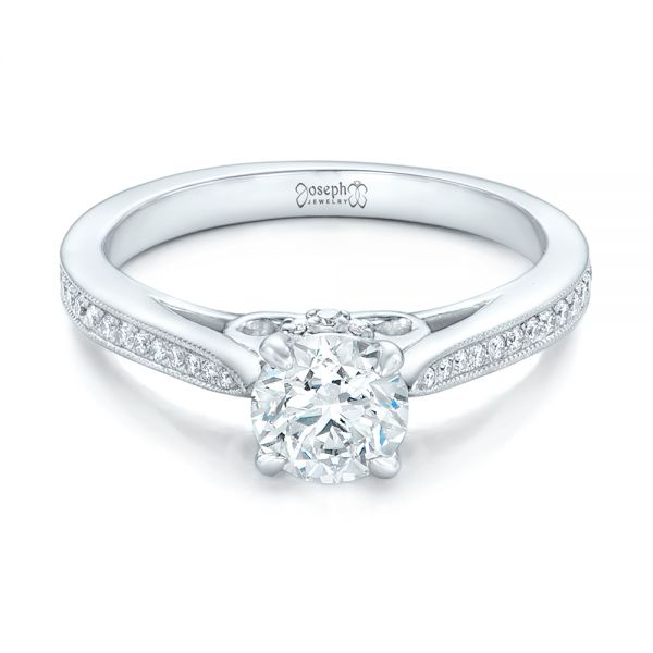 18k White Gold 18k White Gold Custom Diamond Engagement Ring - Flat View -  102363