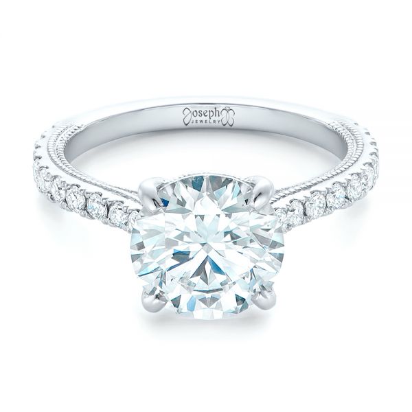14k White Gold 14k White Gold Custom Diamond Engagement Ring - Flat View -  102402