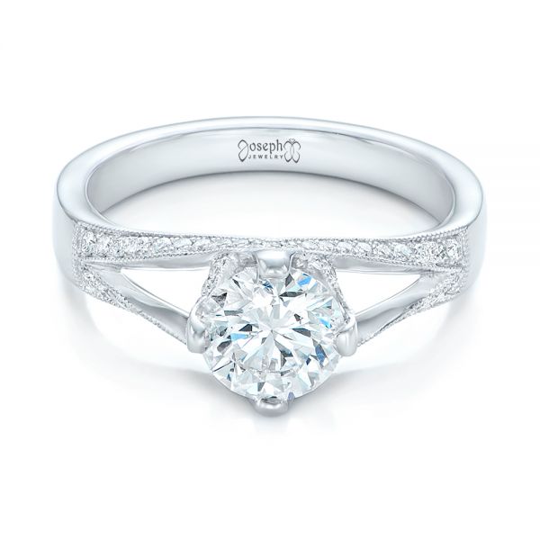 18k White Gold 18k White Gold Custom Diamond Engagement Ring - Flat View -  102405