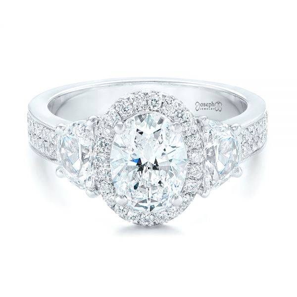 18k White Gold Custom Diamond Engagement Ring - Flat View - 102415