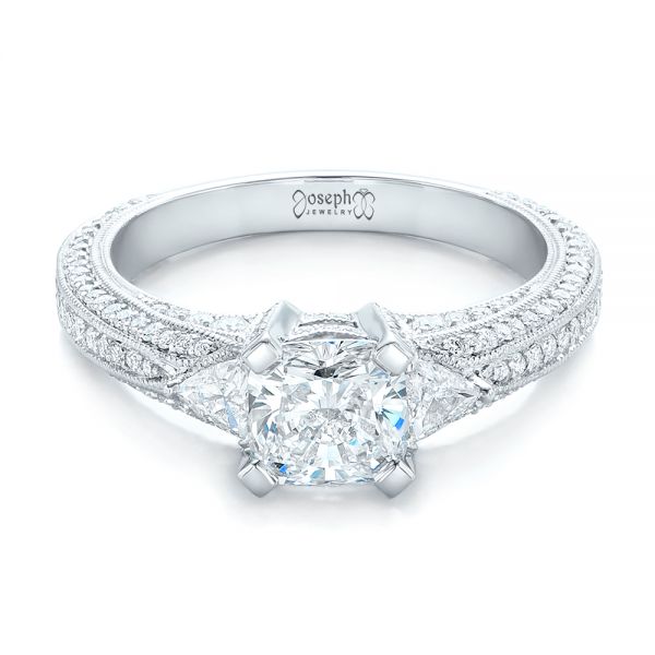 Platinum Custom Diamond Engagement Ring - Flat View - 102457