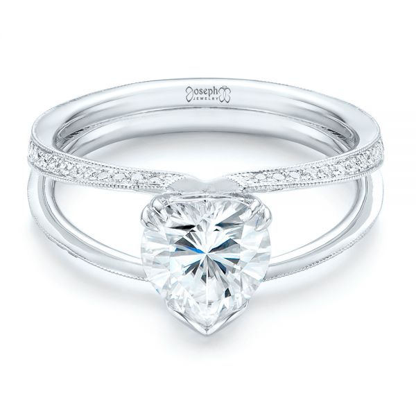 14k White Gold Custom Diamond Engagement Ring - Flat View -  102463