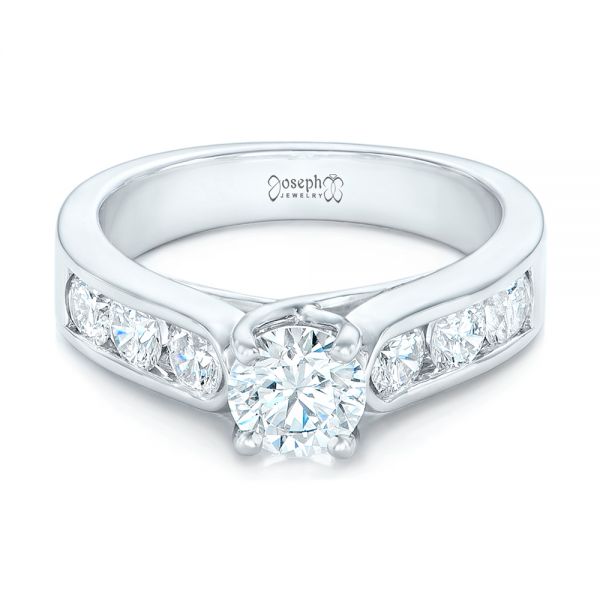 14k White Gold 14k White Gold Custom Diamond Engagement Ring - Flat View -  102470