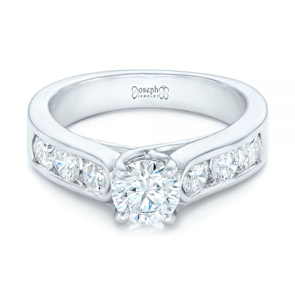 Platinum Custom Diamond Engagement Ring - Flat View - 102470