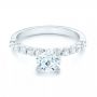 14k White Gold Custom Diamond Engagement Ring - Flat View -  102582 - Thumbnail
