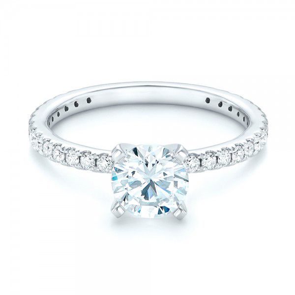 14k White Gold Custom Diamond Engagement Ring - Flat View -  102586