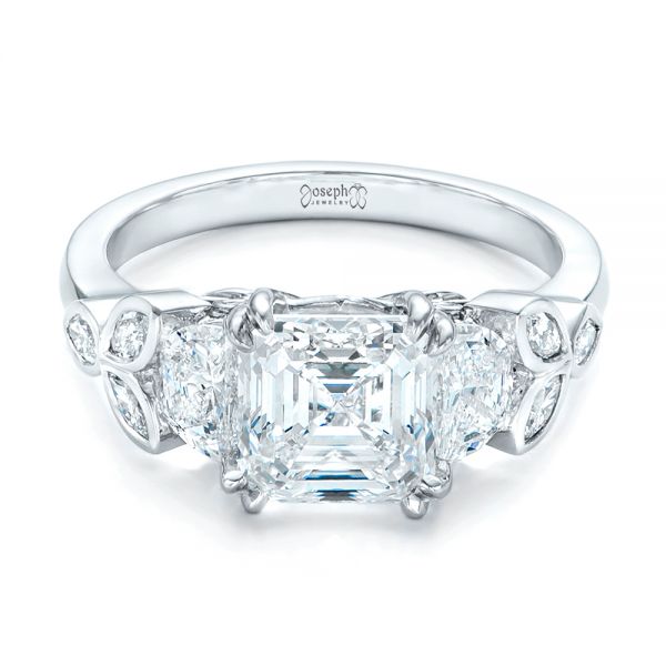  Platinum Custom Diamond Engagement Ring - Flat View -  102594