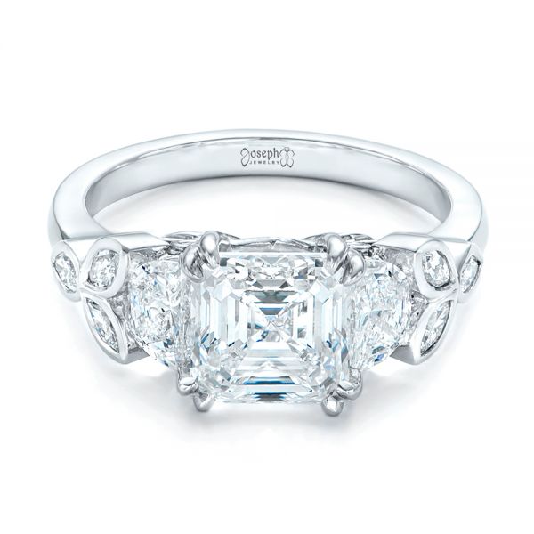 Platinum Custom Diamond Engagement Ring - Flat View - 102594